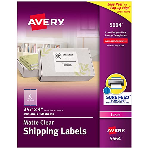 SONY - 【中古】【未使用・未開封品】Easy Peel Laser Mailing Labels, 3-1/3 x 4, Clear, 300/Box (並行輸入品)