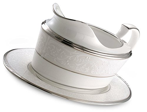 【中古】【未使用・未開封品】NoritakeシルバーPalace 2ピースGravy Boat withトレイ