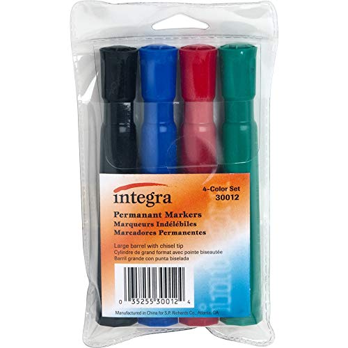 【中古】【未使用 未開封品】Integra Permanent Marker, Chisel Tip, 4/Pack, Black/Red/Blue/Green (ITA30012)