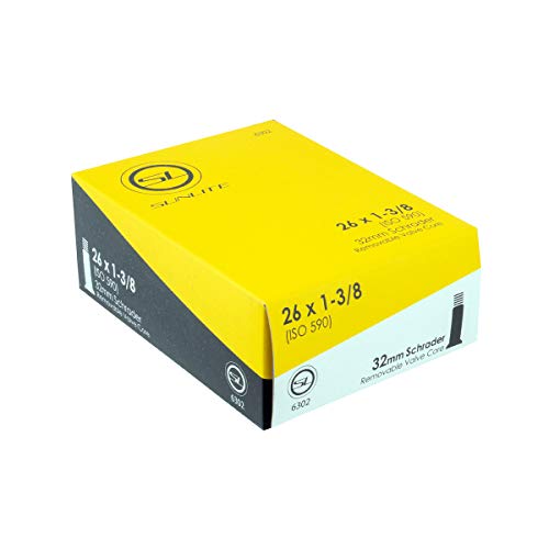SUNLITE Standard Schrader Valve Tubes, 26 x 1-3/8" / 32mm Valve, Black 141［並行輸入］