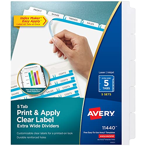 【中古】【未使用・未開封品】Index Maker Clear Label Dividers, 5-Tab, 11 1/4 x 9 1/4, 5 Sets (並行輸入品)