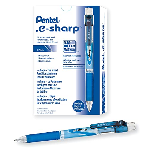 (0.7 mm, Blue) - Pentel e-sharp Automatic Pencil, 0.7mm, Blue Accents, Box of 12 (AZ127C)