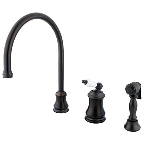 【中古】【未使用・未開封品】Kingston Brass KS3815PLBS Restoration Widespread Kitchen Faucet with Brass Sprayer, 9-Inch, Oil Rubbed Bronze by Kingston Brass