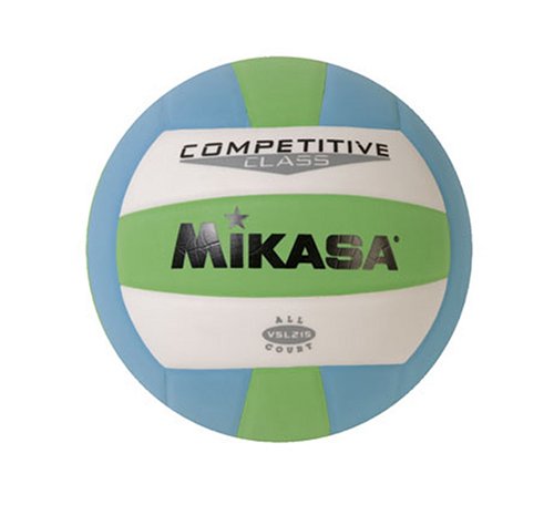 (One Size, green/white/blue) - Mikasa VSL215 Competitive Class Indoor/Outdoor Volleyball, Green/White/Blue