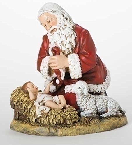 【中古】【未使用・未開封品】13?" Kneeling Santa with Lamb Figurine