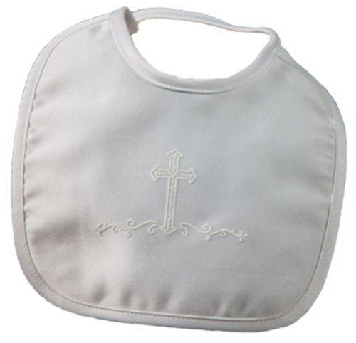【中古】【未使用・未開封品】Matte Satin Bib with Screened Cross (One Size/White) by Little Things Mean A Lot