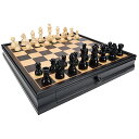 【中古】【未使用 未開封品】WE Games French Staunton Chess Checkers Set - Weighted Pieces, Black Stained Wooden Board with Storage Drawers - 15