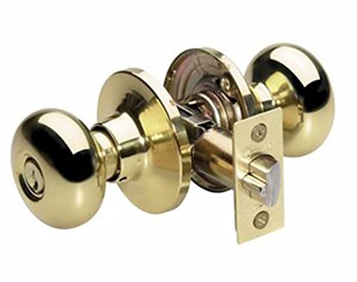 Master Lock BCO0103 ビスケットドアノブ ロック付き 光沢真鍮