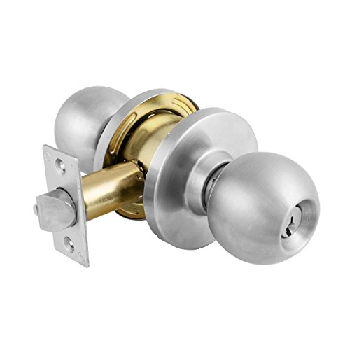 Master Lock BLC0232DKA4 Storeroom 円筒形ボールノブ 商用グレード2 つや消しクローム仕上げ