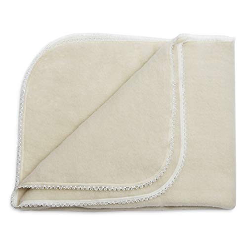 楽天AJIMURA-SHOP【中古】【未使用・未開封品】LANACare Organic Merino Wool Baby Blanket, Natural White with Lace Edge by LANACare