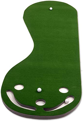 【中古】【未使用?未開封品】ゴルフ練習(xí)用 3ホール そらまめ形パターマット（91cm×274cm、3フィート×9フィート）