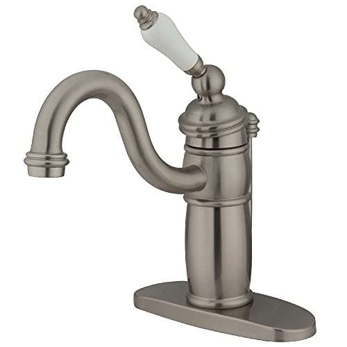 【中古】【未使用・未開封品】Kingston Brass KB1408PL Single Handle Mono Deck Lavatory Faucet with Retail Pop-up & Optional Deck Plate