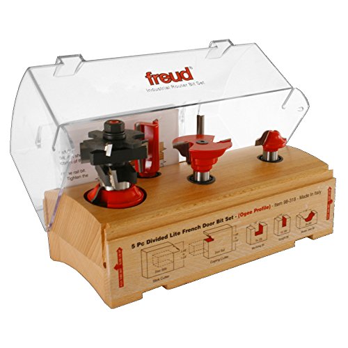【中古】【未使用・未開封品】Freud 98-318 5 Piece French Door Router Bit Set - Divided Lite - Ogee Profile 98-308 + 98-328 - 1/2 inch Shank by Freud