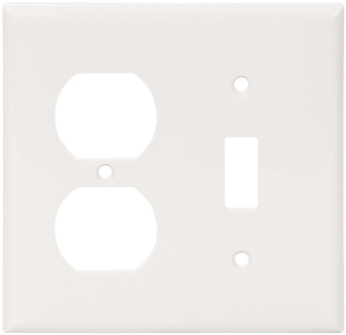 Eaton 5138W Standard Size Nylon Combination 2-Gang Toggle and Duplex Receptacle Wallplate, White by Eaton