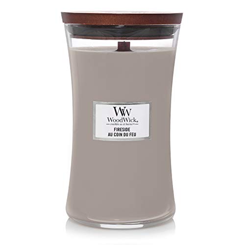 【中古】【未使用・未開封品】Woodwick 大型砂時計香り付きキャンドル | 暖炉 | ひび割れる芯 | 燃焼時間: 最大130時間 暖炉サイド