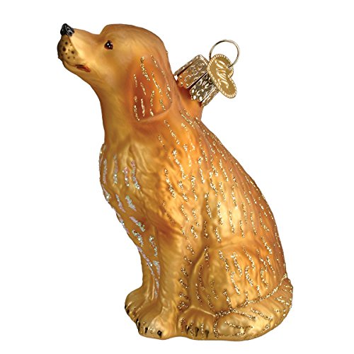 Old World Christmas Sitting Golden Retriever Glass Ornament