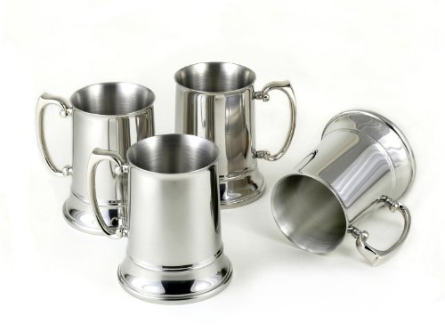 【中古】【未使用 未開封品】Set of 4 Stainless Steel Beer Mugs by StainlessLUX