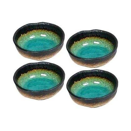 【中古】【未使用・未開封品】Set of Four Green Kosui Soy Sauce Dipping Bowls 8.3cm