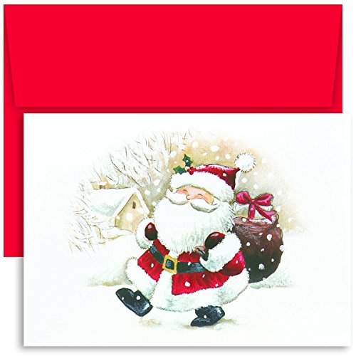 【中古】【未使用・未開封品】Masterpiece Studios ホリデーコレクション 18枚入りボックス入りクリスマスカード 封筒付き 7.8インチ x 5.6インチ ハッピーサンタ(74630)