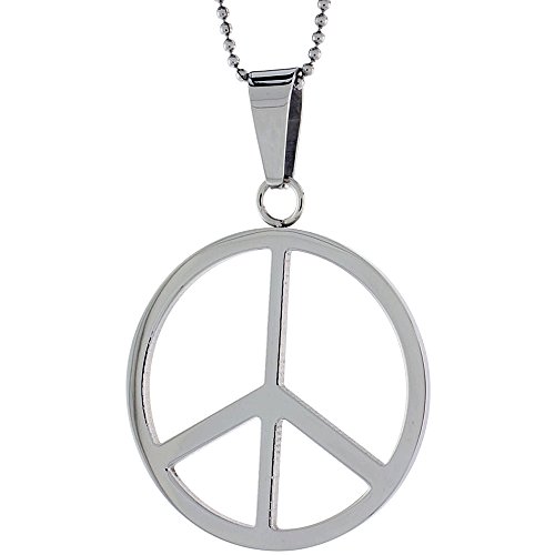 【中古】【未使用・未開封品】ステンレススチールLarge Peace Signネックレス、1?5?/ 8インチトール、W / 30インチチェーン【メーカー名】【メーカー型番】【ブランド名】Sabrina Silver ネックレス 【商品説明...