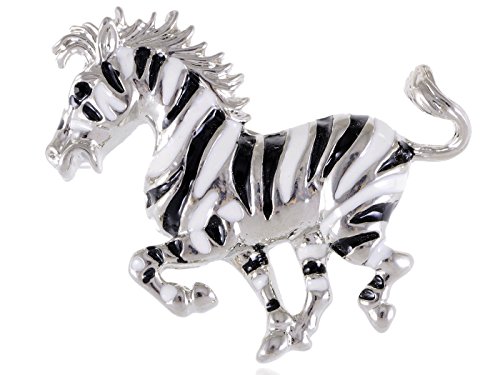 【中古】【未使用・未開封品】ALILANG シルバー調 ブラック ホワイト ストライプ アフリカン ゼブラ 馬..