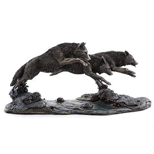 【中古】【未使用・未開封品】Bergsma Wolves Running Statue Wolf Sculpture SHIPS IMMEDIATLY(2)