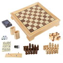 yÁzygpEJizDeluxe 7-in-1 Game Set - Chess, Checkers, Backgammon and More, Brown