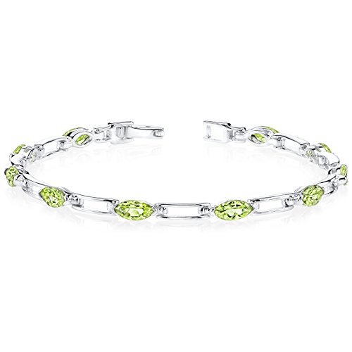 【中古】【未使用・未開封品】Fabulous Trend: 5.75 carats total weight Marquise Shape Peridot Gemstone Bracelet in Sterling Silver Rhodium Finish