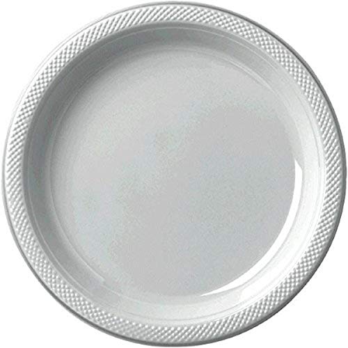 23cm Silver Plastic Plates x 20