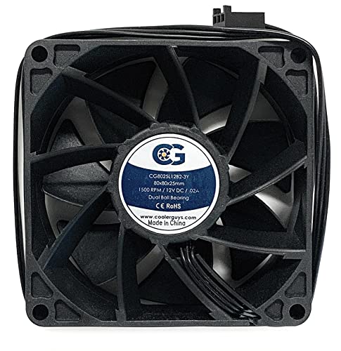 【中古】【未使用・未開封品】Coolerguys 80?x 25?mm超静かな低速度デュアルボール軸受ファンcg08025l12b2???3歳