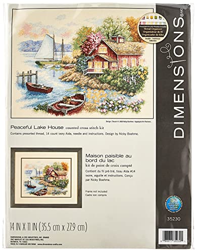 Peaceful Lake House Counted Cross Stitch Kit-14"X11" 14 Count (並行輸入品)