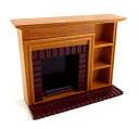 【中古】【未使用 未開封品】Dolls House Miniature Furniture Walnut Red Brick Fireplace with Shelves