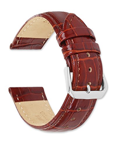 【中古】【未使用・未開封品】deBeerブランドCrocodile Grain時計バンド(シルバー&ゴールドバックル)???Havana 18?mm