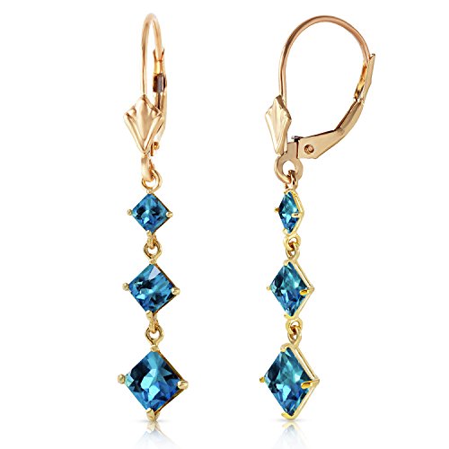【中古】【未使用・未開封品】K14 Solid Gold Blue Topaz Leverback Earrings