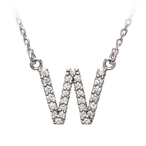 White Gold - 【中古】【未使用・未開封品】1?/ 6?cttw G - H、i1ダイヤモンドイニシャルネックレス14?Kホワイトゴールド、文字W