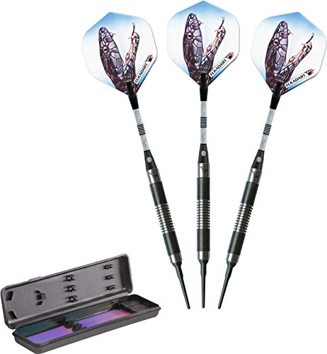 (18 Grams) - Elkadart Black Mamba 80% Tungsten Soft Tip Darts with Storage/Travel Case