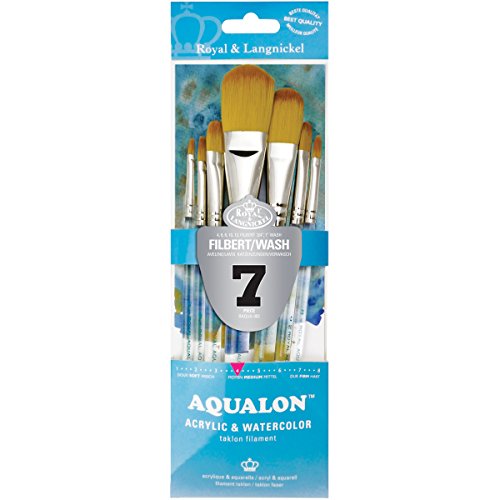 Aqualon Royal and Langnickel Short Handle Paint Brush Set, Filbert, 7-Piece by Aqualon