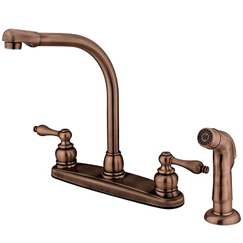【中古】【未使用・未開封品】Kingston Brass KB716ALSP Victorian High Arch Kitchen Faucet with Sprayer, 7-Inch, Vintage Copper by Kingston Brass [並行輸入品]
