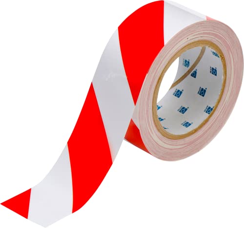 Brady ToughStripe Nonabrasive Diagonal Stripes Floor Marking Tape, 100' Length, 2 Width, Red on White (Pack of 1 Roll) by Brady