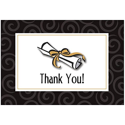 Amscan Graduation Day Folded Party Thank You Cards with Add-On (50 Piece), 3 11/16 x 5 1/2, Black by Amscan