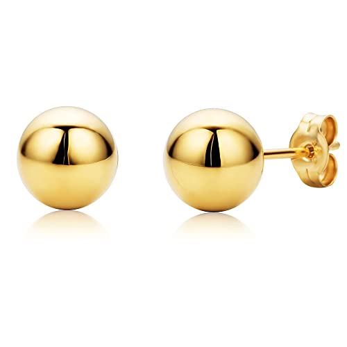 【中古】【未使用・未開封品】14K Yellow Gold Ball Stud Earrings, 6mm