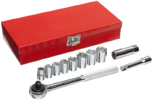 Martin MB11K 3/8 Drive Socket Set, 11 Pieces ranging from 10mm to 19mm in Metal Box, 6 Points Standard, Chrome Finish by Martin