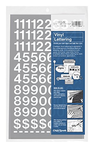 【中古】【未使用・未開封品】(1.9cm High, White) - Chartpak Self-Adhesive Vinyl Numbers, 1.9cm High, White, 222 per Pack (01126)