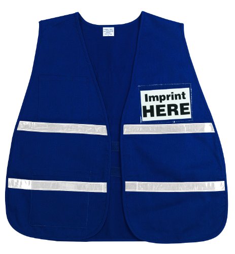 MCR Safety ICV203 Incident Command Polyester/Cotton Safety Vest with 1-Inch White Reflective Stripe, Blue by MCR Safety