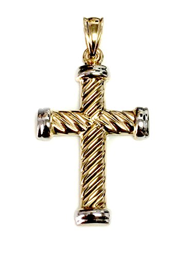 【中古】【未使用・未開封品】14k Yellow Gold Twisted Cable Cross Mens Pendant, 25 X 15 mm