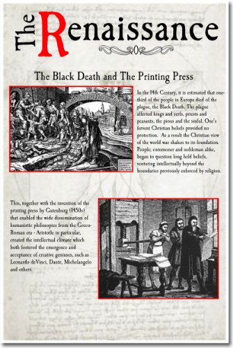 【中古】【未使用・未開封品】The Renaissance : The Printing Press &ブラックDeath???教室ポスター