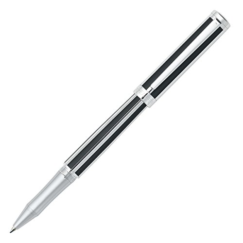 【中古】【未使用・未開封品】Sheaffer Striped Roller Pen Featuring Chrome Plate Trim - Jet Black ..