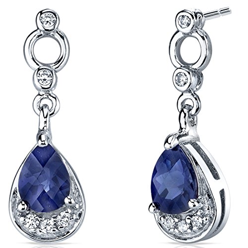 【中古】【未使用・未開封品】Simply Classy 2.00 Carats Blue Sapphire Dangle Earrings in Sterling Silver Rhodium Finish