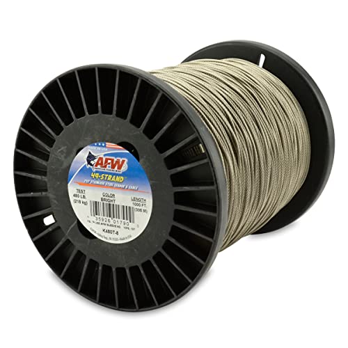 (90m, 180kg Test, Bright) - American Fishing Wire 49-Strand Cable Bare 7x7 Stainless Steel Leader Wire