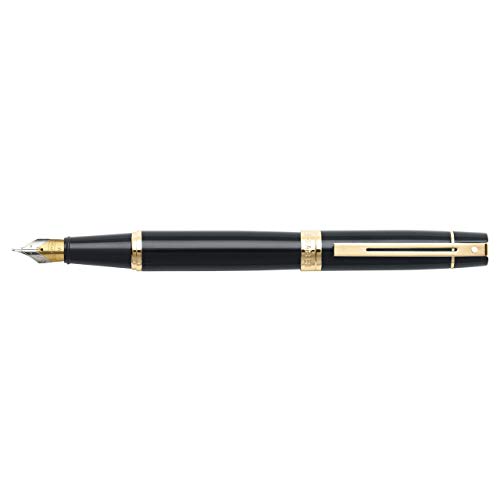 【中古】【未使用・未開封品】Sheaffer 300 Series Glossy Black Fountain Pen Featuring Gold Tone Trim 万年筆 並行輸入品 